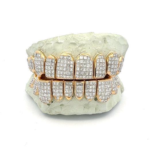 INVISIBLE SET PRINCESS CUT DIAMOND GRILLZ