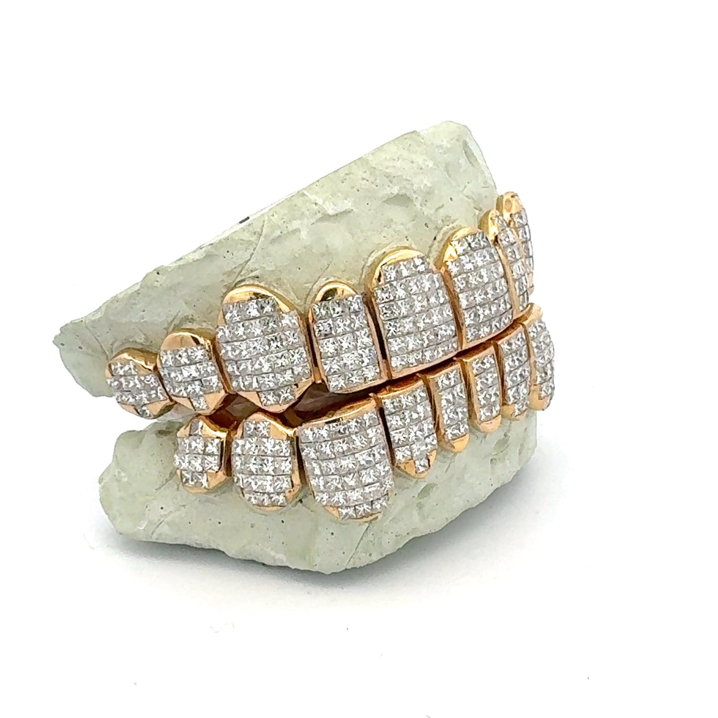 INVISIBLE SET PRINCESS CUT DIAMOND GRILLZ